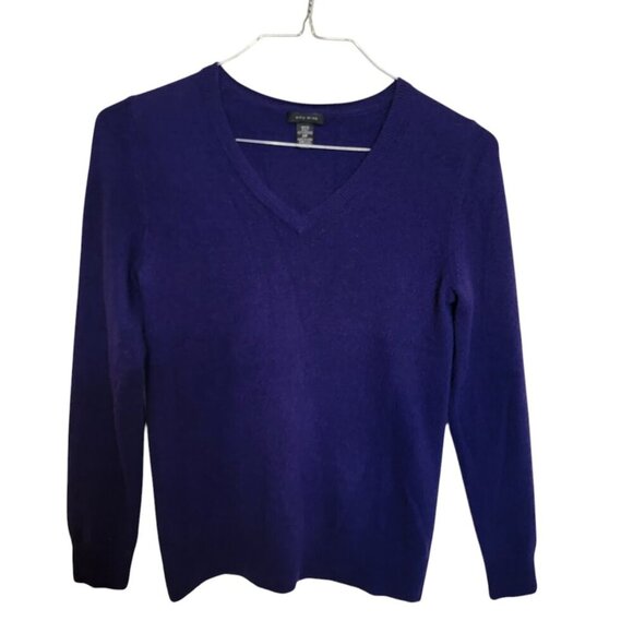 Only Mine 2-Ply Cashmere V-Neck Sweater – Size MP (Petite Medium) | Jewel Purple - Picture 7 of 8